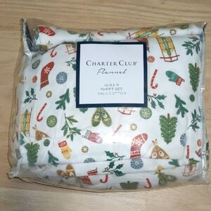 Charter Club Holiday Cotton Flannel Sheet, 4-Piece, Queen Size